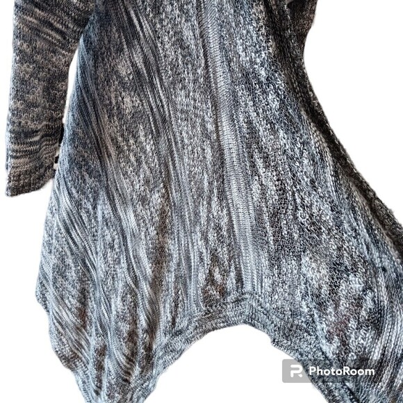 Say What Knit Crochet Cardigan Open Front Small Cascade Black White Lightweight - Picture 2 of 7